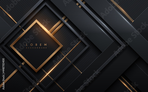 Abstract black and gold geometric shapes luxury background