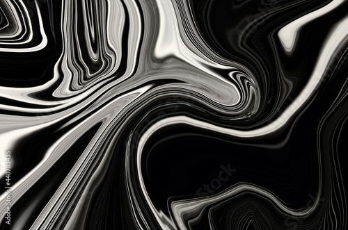 Black and white Psychedelic liquid marble fluid abstract art background design. Trendy luxury dark liquid marble style. Ideal for web, advertisement, prints, wallpapers.