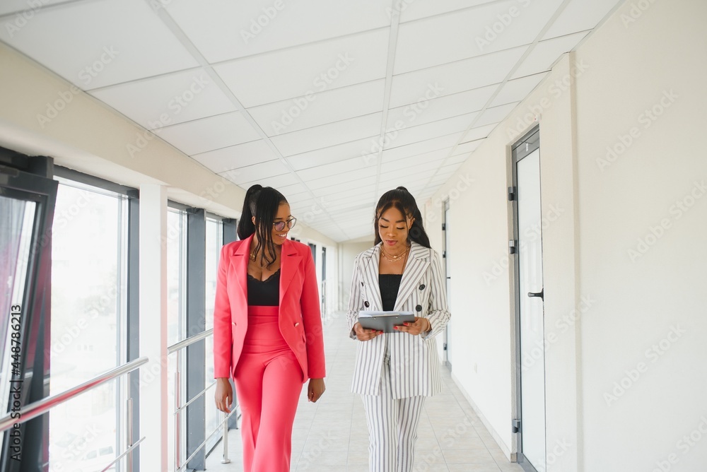 Two Businesswomen Having Informal Meeting In Modern Office Two Businesswomen Having Informal Meeting In Modern Office