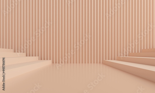 Abstract Modern Architecture Background, Empty interior design there are stairs on both sides,3d Modern Rendering.