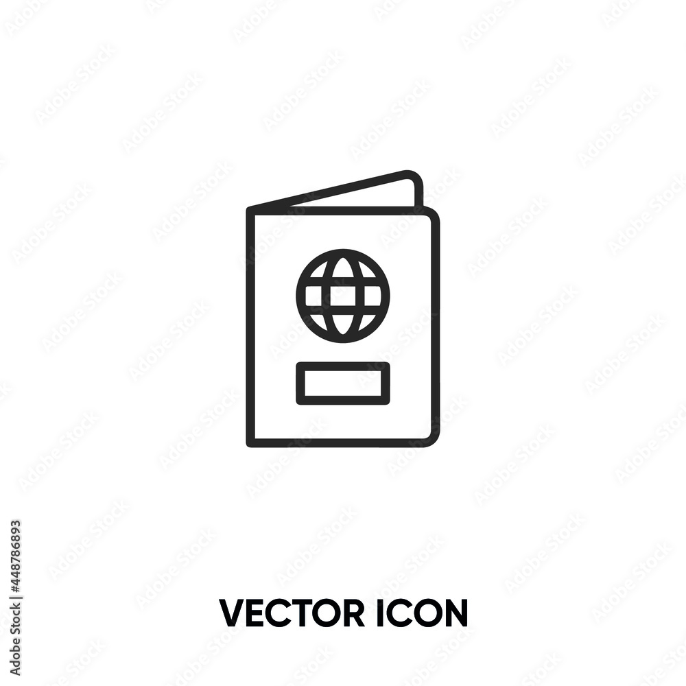 Passport vector icon. Modern, simple flat vector illustration for website or mobile app.Passport and document symbol, logo illustration. Pixel perfect vector graphics Passport vector icon. Modern, simple flat vector illustration for website or mobile app.Passport and document symbol, logo illustration. Pixel perfect vector graphics