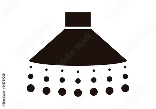 Icono negro de ducha en fondo blanco.