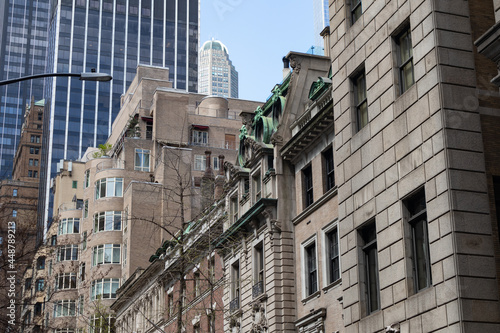 Row of Old Mansions and Residential Buildings in Midtown Manhattan of New York City