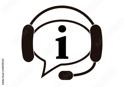 Icono de información con auriculares y micro.