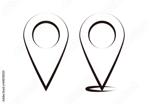 Icono de dos marcadores de mapa en fondo blanco.