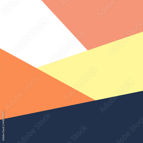 Abstract colorful geometric design with triangles decoration in navy blue white, yellow, pink and orange colors