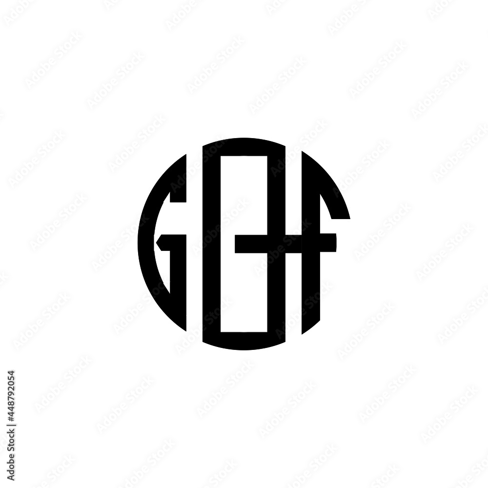 GQF letter logo design. GQF letter in circle shape. GQF Creative three  letter logo. Logo with three letters. GQF circle logo. GQF letter vector  design logo Stock Vector