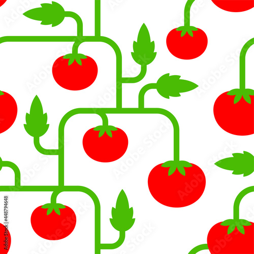Tomato bush pattern seamless. Tomatos background. vector texture