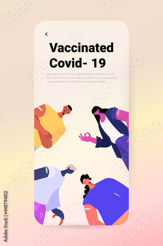 vaccinated patients after vaccine injection successful covid-19 vaccination concept portrait
