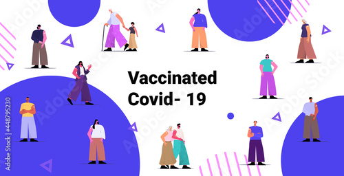 vaccinated patients group after vaccine injection successful covid-19 vaccination concept full length
