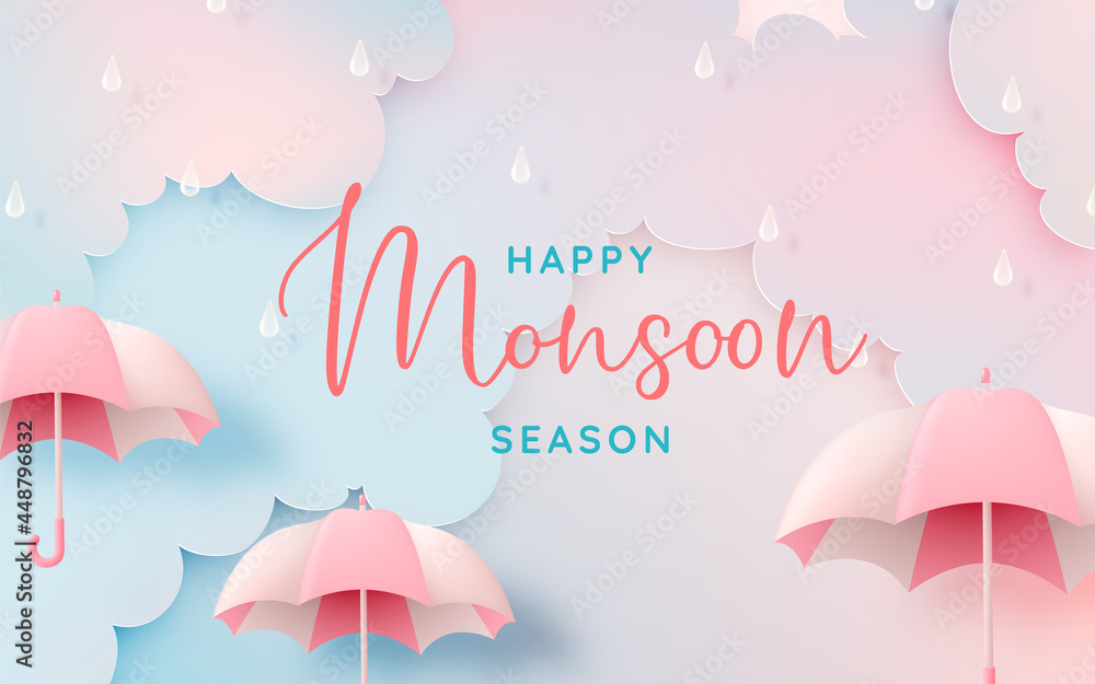 Cute umbrella for monsoon season - obrazy, fototapety, plakaty 