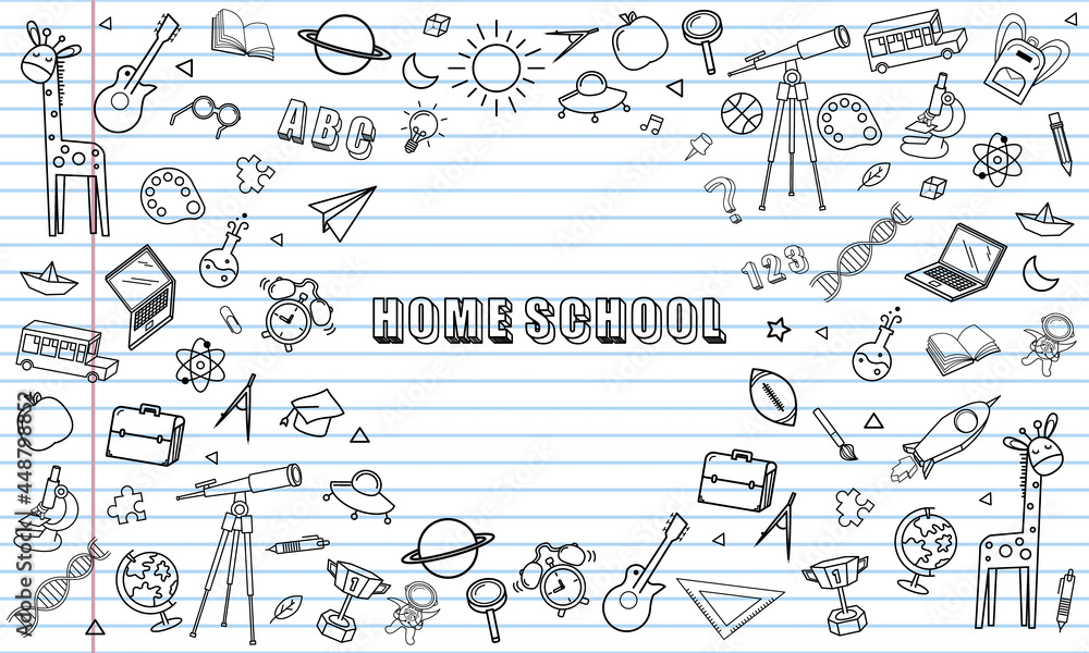Blank white worksheet exercise book Home school and back to school vector design.
