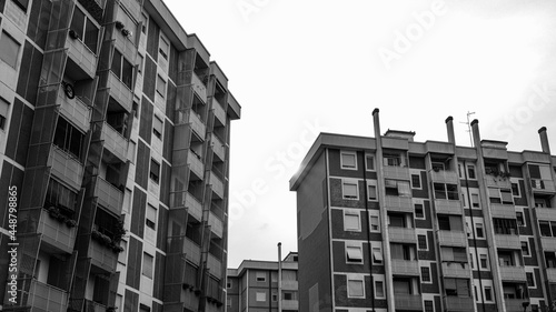 suburban buildings of Rozzano, Milan, Lombardy, Italy.
