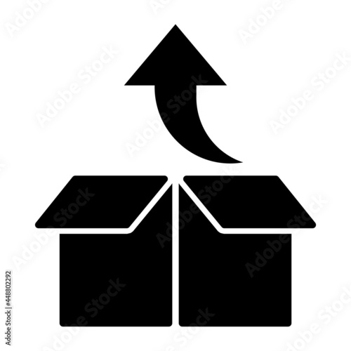 ngi1276 NewGraphicIcon ngi - Lieferkette: Paket auspacken . Lieferung / Pfeil - english - supply chain: opening a parcel box - unboxing - delivery / arrow - open unbox carton package - square g10652 photo