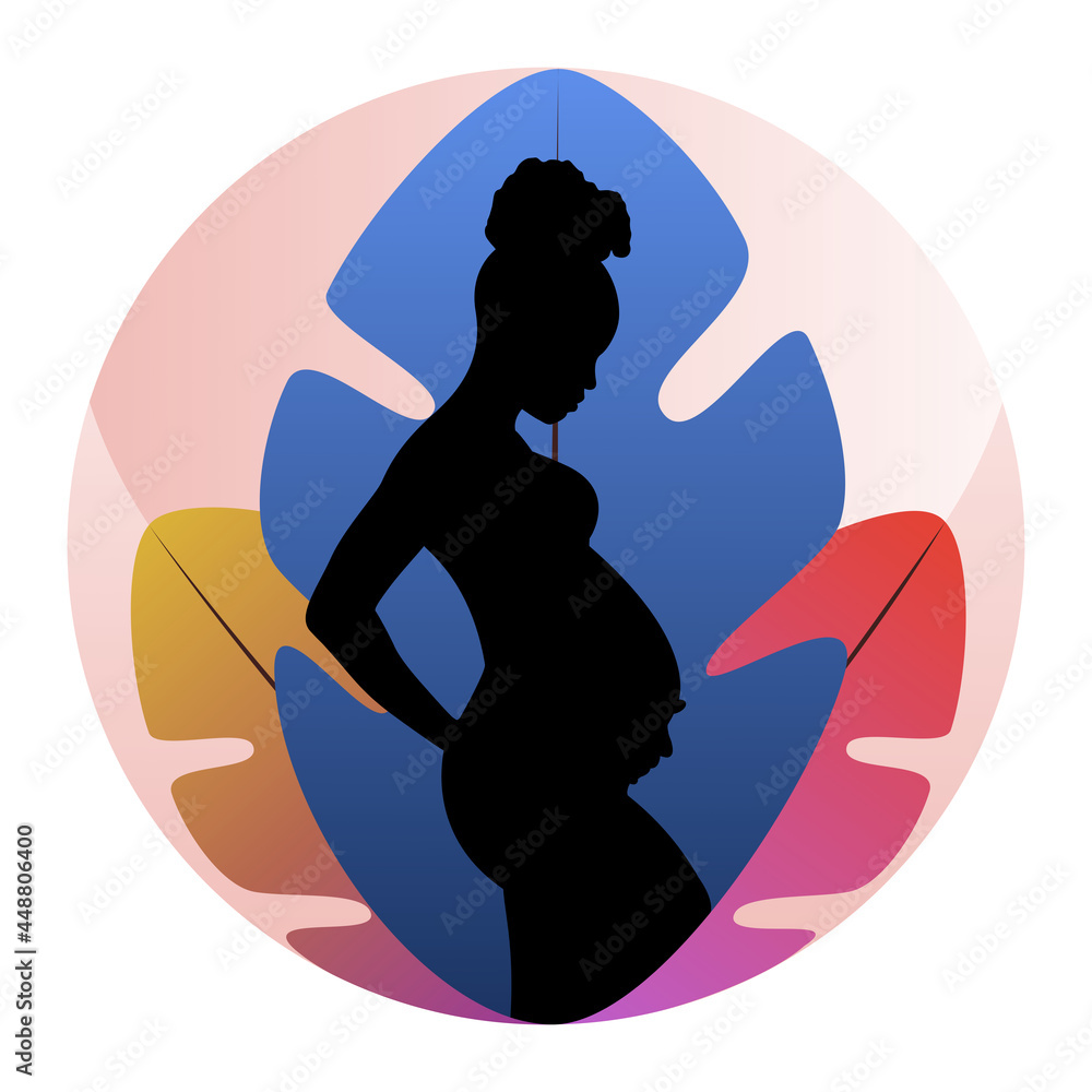 Pregnancy logo. Good idea for women's web resources, online blogs, magazines  etc. Vector illustration.