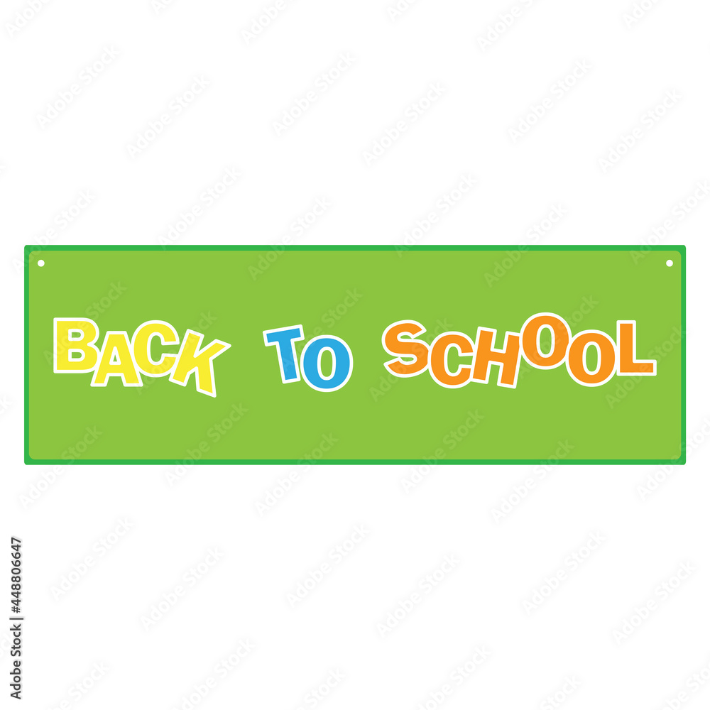 Green welcome back to school. Poster, banner concept. Doodle lettering with green welcome back to school. Vector illustration.
