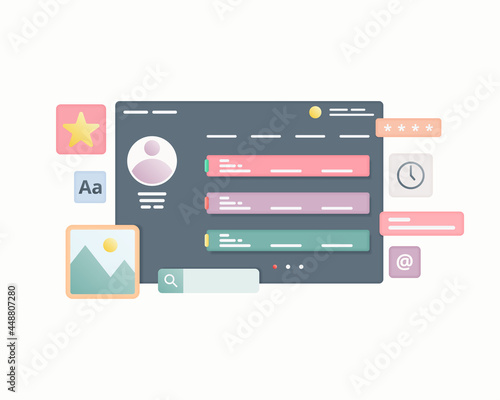 Web page interface design. Web design and web development concept. User interface optimization. Vector illustration. 
