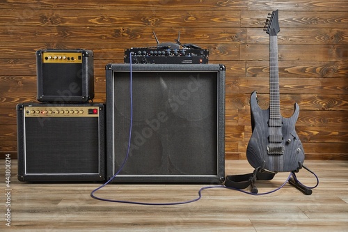 Photos Guitar amplifiers in a studio