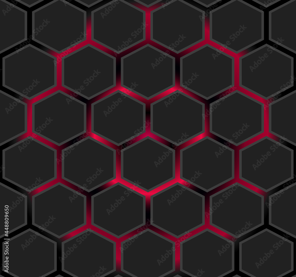 
Geometric hexagonal pattern seamless background, neon glowing