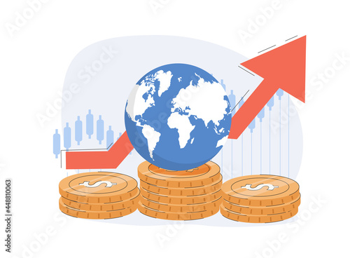 Global economy abstract concept vector illustrations. Financial investments, broker. Stock market and capital.
