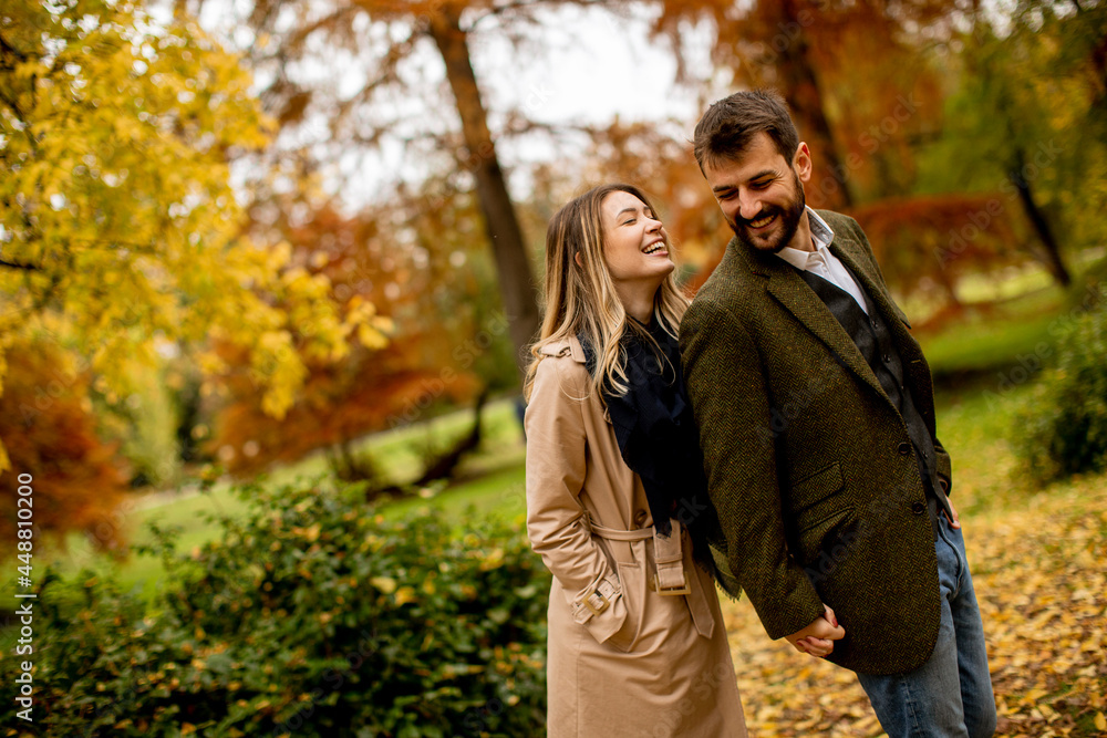 Young couple in the autumn park Young couple in the autumn park