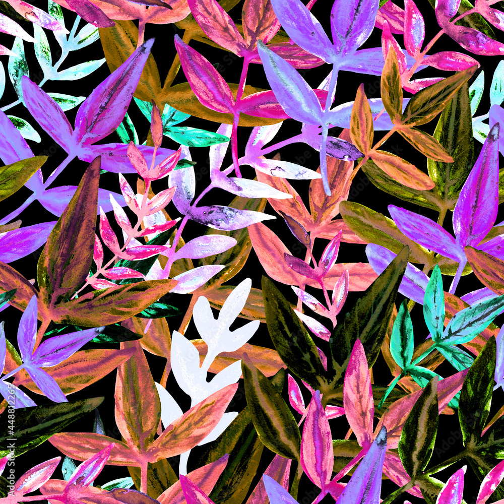 custom made wallpaper toronto digitalBotanical Seamless watercolor pattern with leaves. Fashionable botanical design. Hand drawing. Background for textile, paper, and other print and web projects. Design for banner, poster, print.