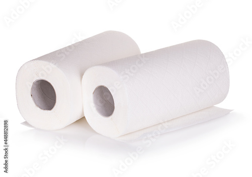 Kitchen paper towel isolated on white background.