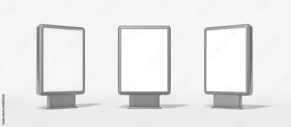 billboard in three positions, isolated from the white background, 3d rendering billboard in three positions, isolated from the white background, 3d rendering