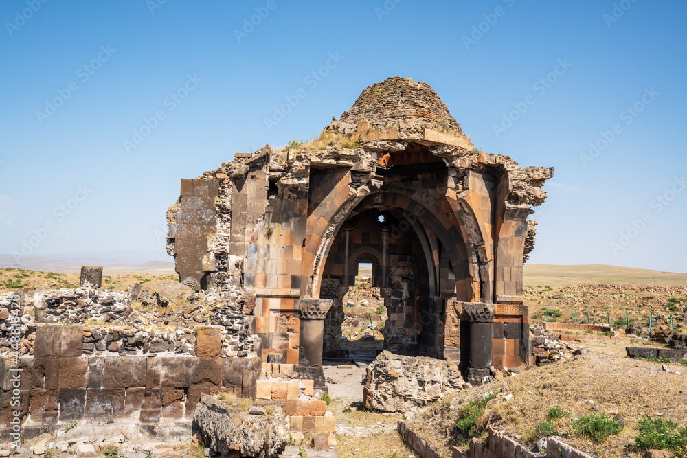 Ani city ruins historical ancient ruins of an antique city in Kars, Turkey.