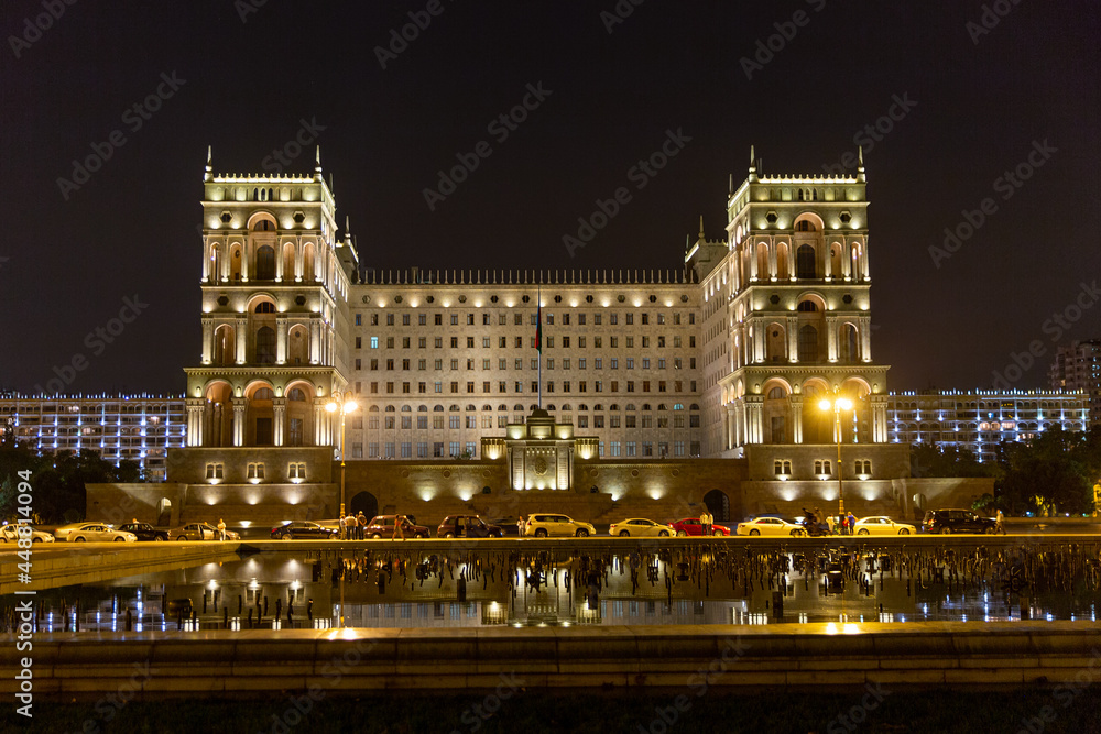 Government house on Freedom square at night. Baku. Azerbaijan