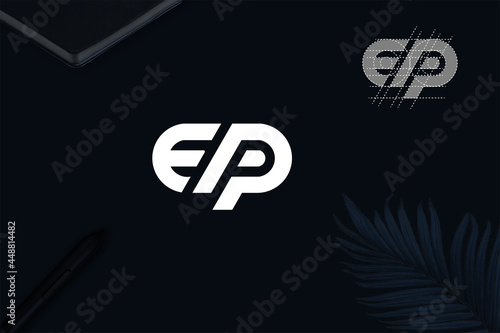 PE, EP, P, and  E modern and eye-catching abstract letters logo monogram
