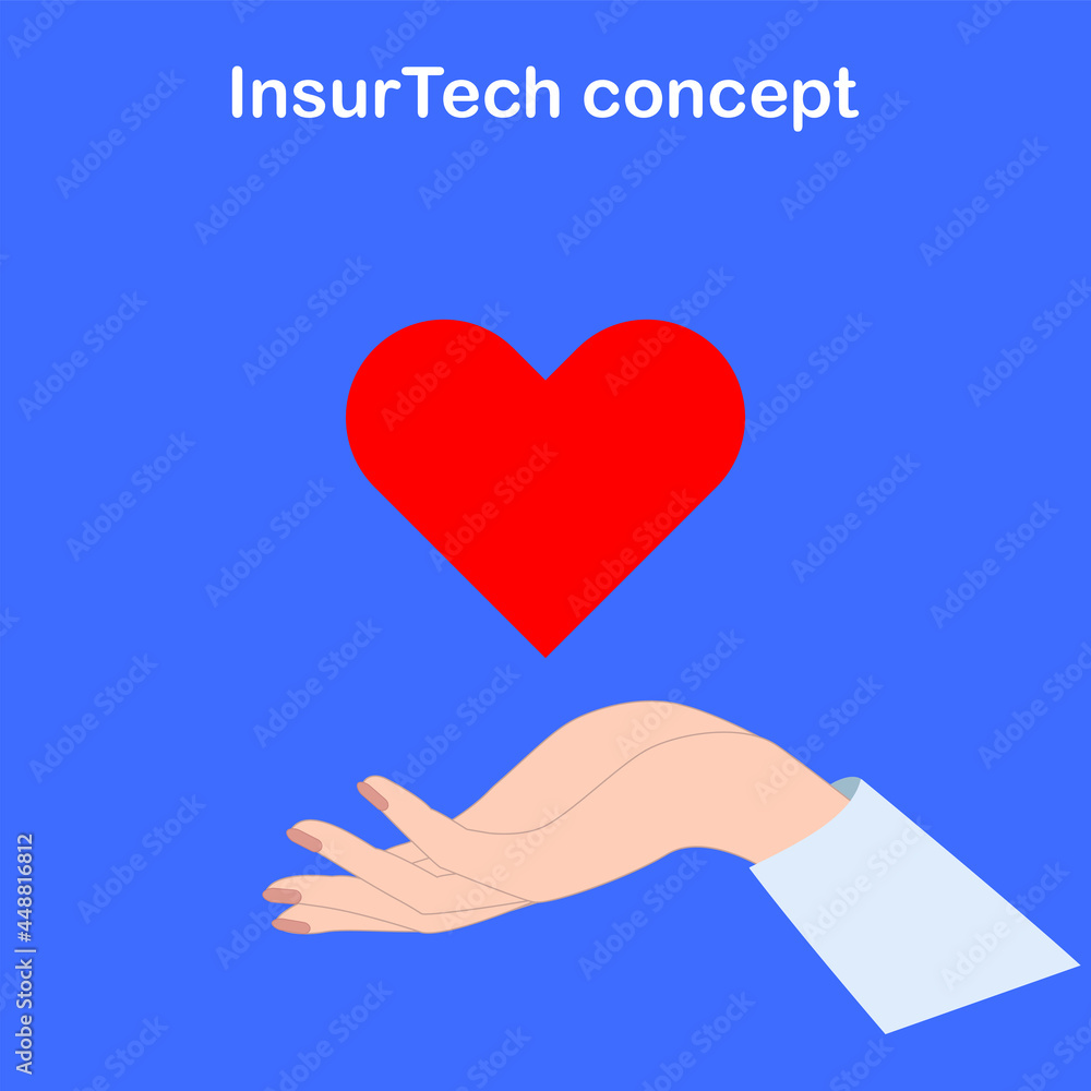Hand, heart in the palm. InsurTech concept. The concept of insurance technology in medicine. Technologies in the insurance business. Mobile application insurance. Hand, heart in the palm. InsurTech concept. The concept of insurance technology in medicine. Technologies in the insurance business. Mobile application insurance.