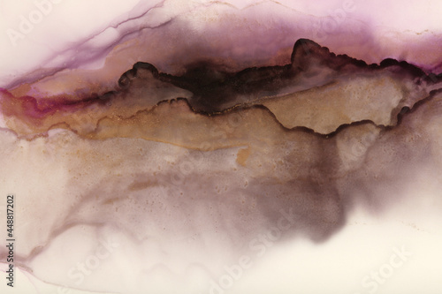 Fototapeta Naklejka Na Ścianę i Meble -  Art Abstract watercolor painting blots landscape background. Alcohol ink colors. Marble texture.