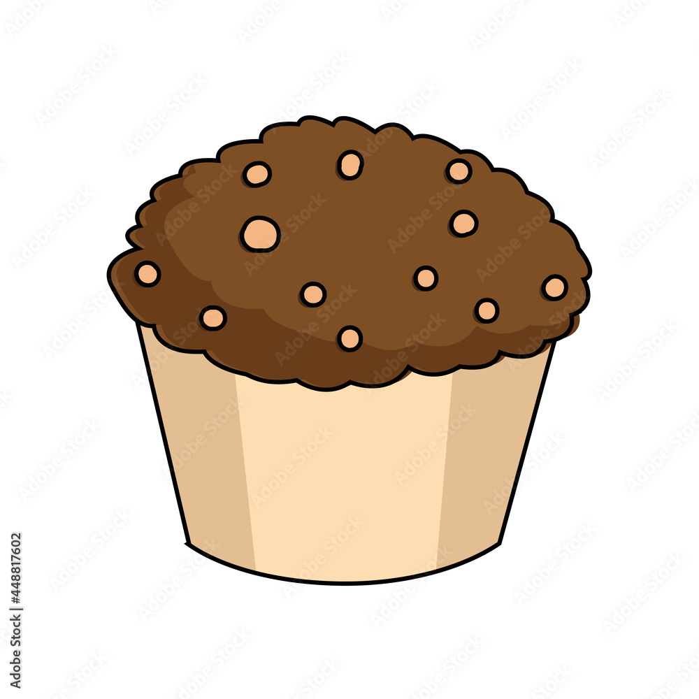 Isolated muffin with chocolate chips Vector illustration Isolated muffin with chocolate chips Vector illustration