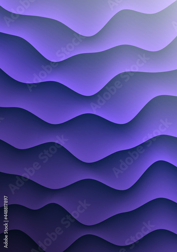 3D Fluid Distorted Layered Structure Violet Vertical Abstract Background Design Template