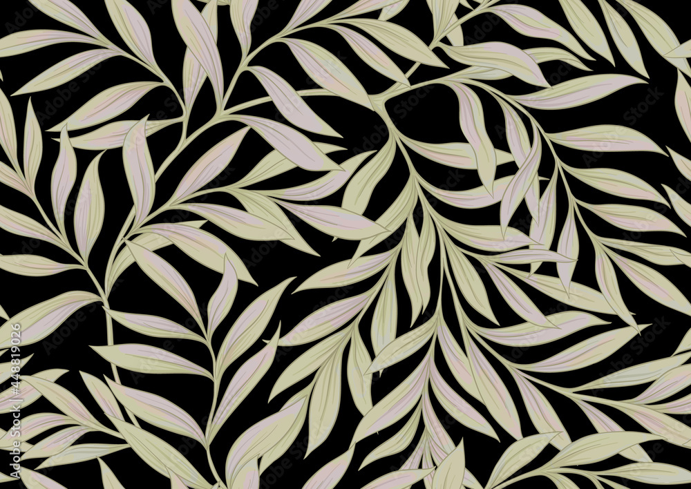 Floral Seamless pattern, background In art nouveau style, vintage, old, retro style. Colored vector illustration Isolated on black background.. Floral Seamless pattern, background In art nouveau style, vintage, old, retro style. Colored vector illustration Isolated on black background..
