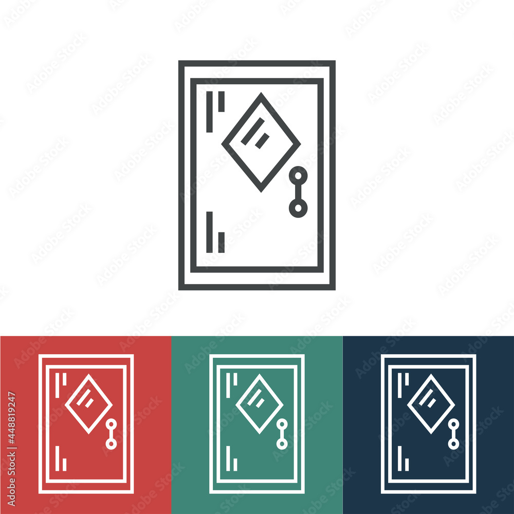 Linear vector icon with wooden door Linear vector icon with wooden door