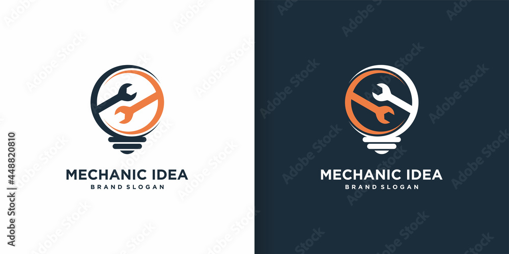 Mechanic logo template with bulb idea concept Premium Vector Mechanic logo template with bulb idea concept Premium Vector