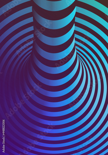 Optical Illusion Warped Stripes 3D Blue Violet Abstract Vertical Background Design Template