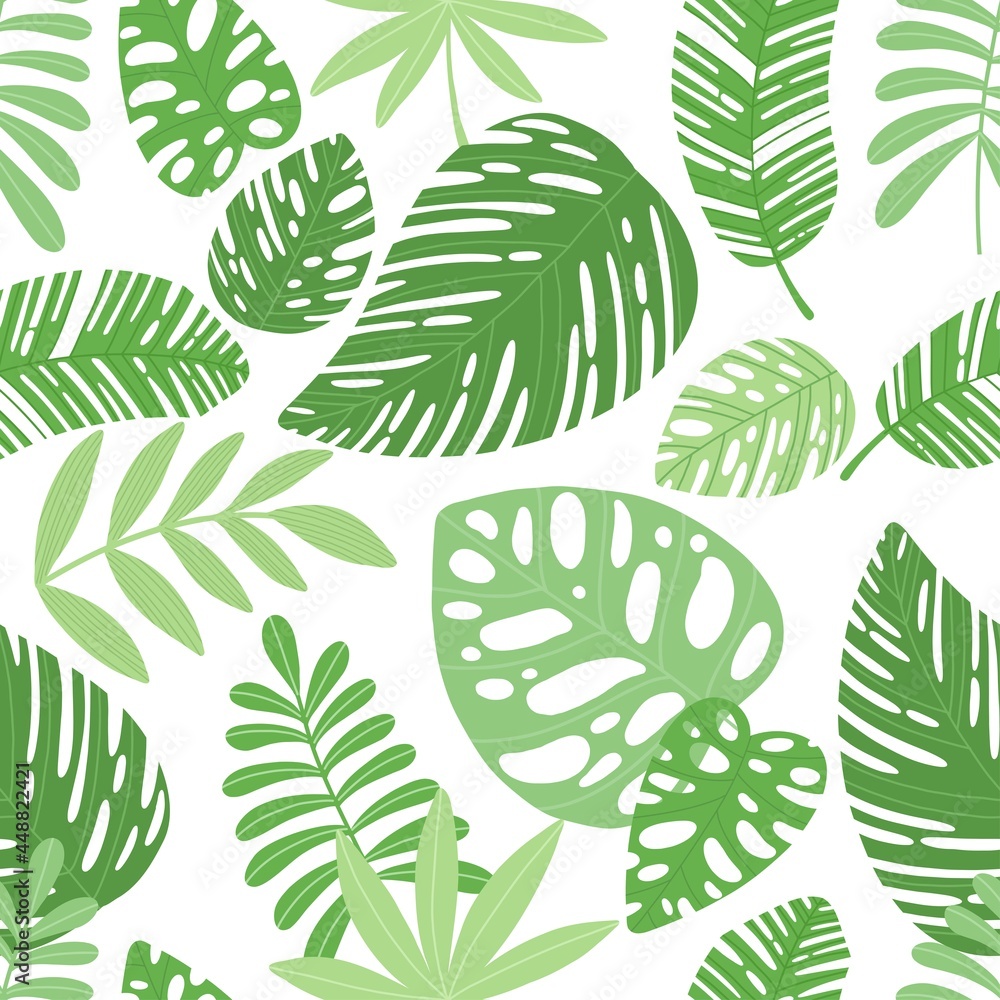 Tropical leaf pattern cartoon vector. Seamless palm tree Tropical leaf pattern cartoon vector. Seamless palm tree