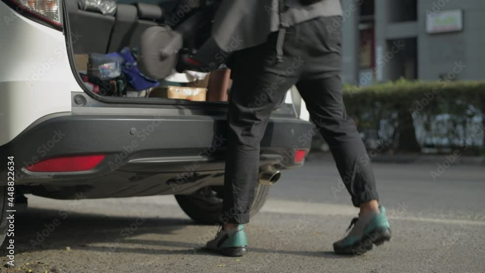 Energy efficient travel vehicle concept of 4k Resolution. An asian man driving an electric scooter. Energy efficient travel vehicle concept of 4k Resolution. An asian man driving an electric scooter.