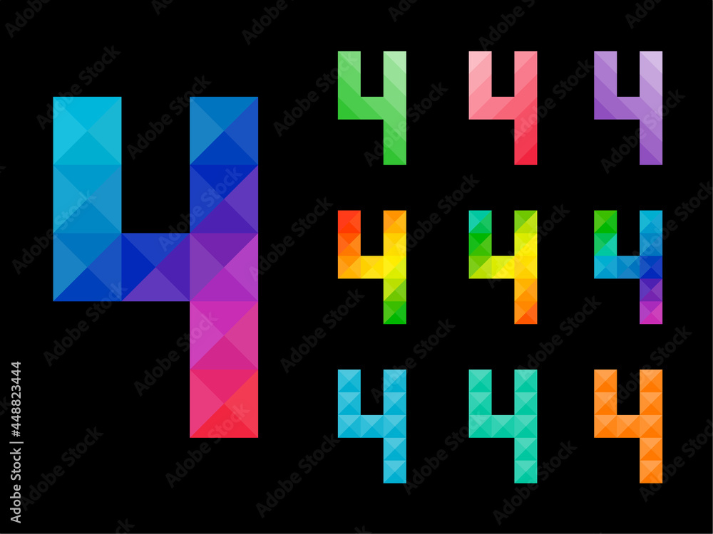 Set of colorful Number 4 with 3d concept art design. Good for web, app, or project element. Vector illustration. Set of colorful Number 4 with 3d concept art design. Good for web, app, or project element. Vector illustration.