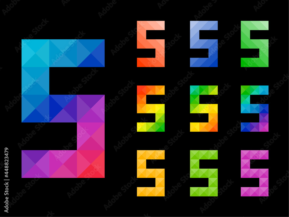 Set of colorful Number 5 with 3d concept art design. Good for web, app, or project element. Vector illustration. Set of colorful Number 5 with 3d concept art design. Good for web, app, or project element. Vector illustration.