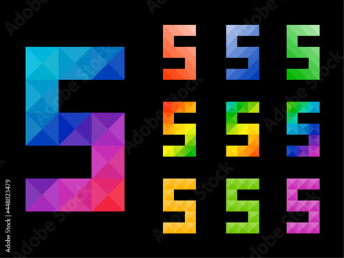 Set of colorful Number 5 with 3d concept art design. Good for web, app, or project element. Vector illustration.