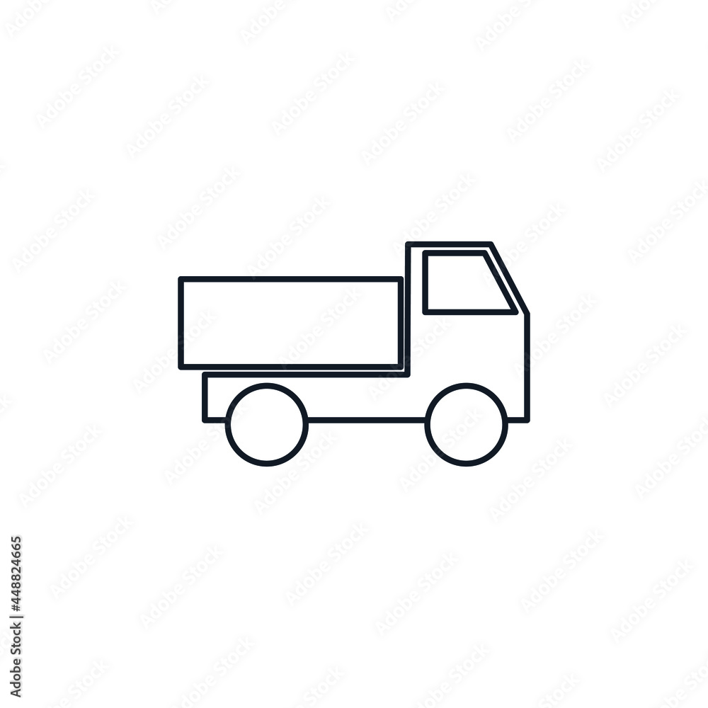 Pickup truck thin line icon stock illustration.