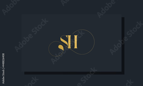 Minimal royal initial letters SH logo photo