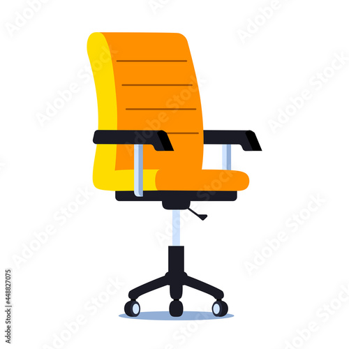 Office chair vector icon. Flat vector illustration of an empty office desk chair front view.