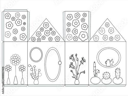 House paper summer model. Paper craft vector illustration for children. Miniature.