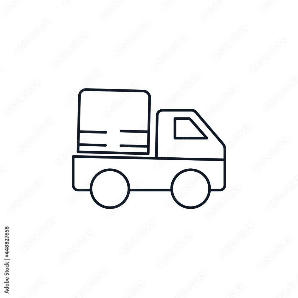 Fototapeta premium Pickup truck thin line icon stock illustration