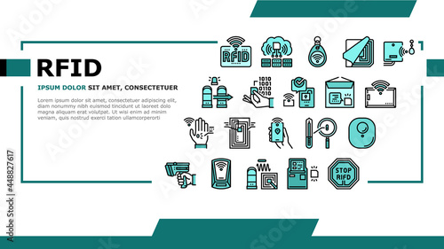Rfid Chip Technology Landing Web Page Header Banner Template Vector. Security Card And Trinket, Development And Programming Rfid Radio Frequency Identification Illustration